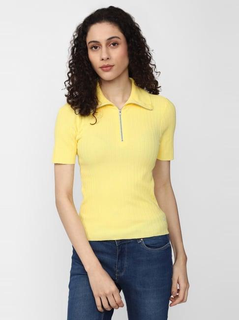 van heusen yellow self pattern polo t-shirt