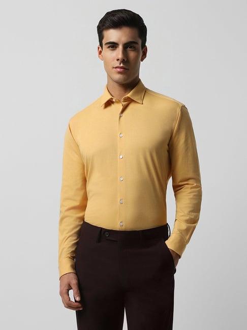 van heusen yellow slim fit shirt