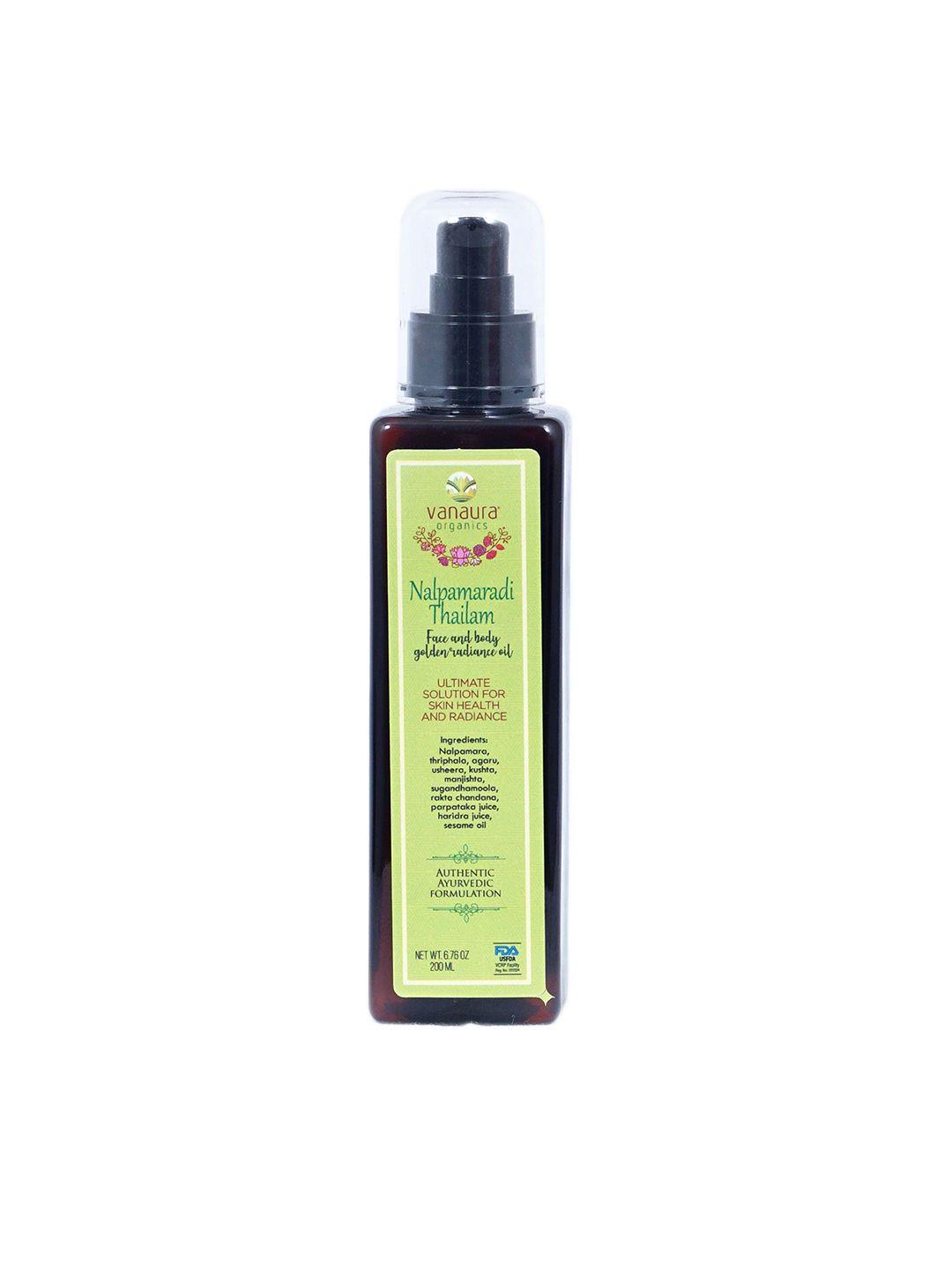 vanaura organics nalpamaradi thailam face & body golden radiance oil 200 ml