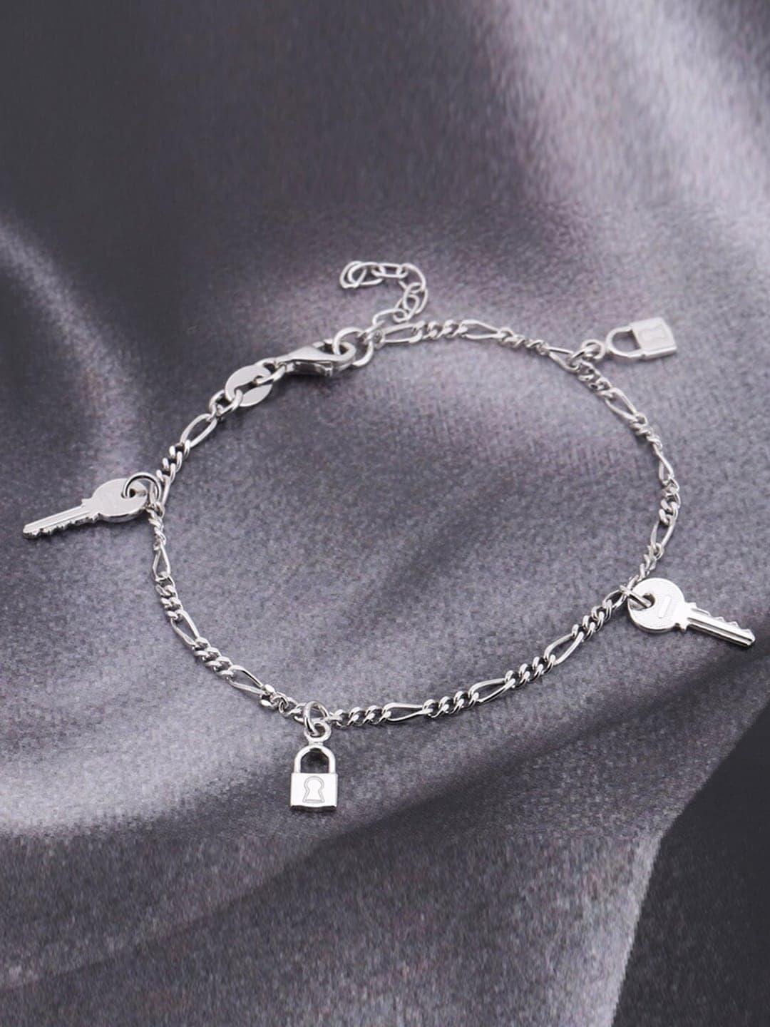 vanbelle women 925 sterling silver rhodium-plated charm bracelet