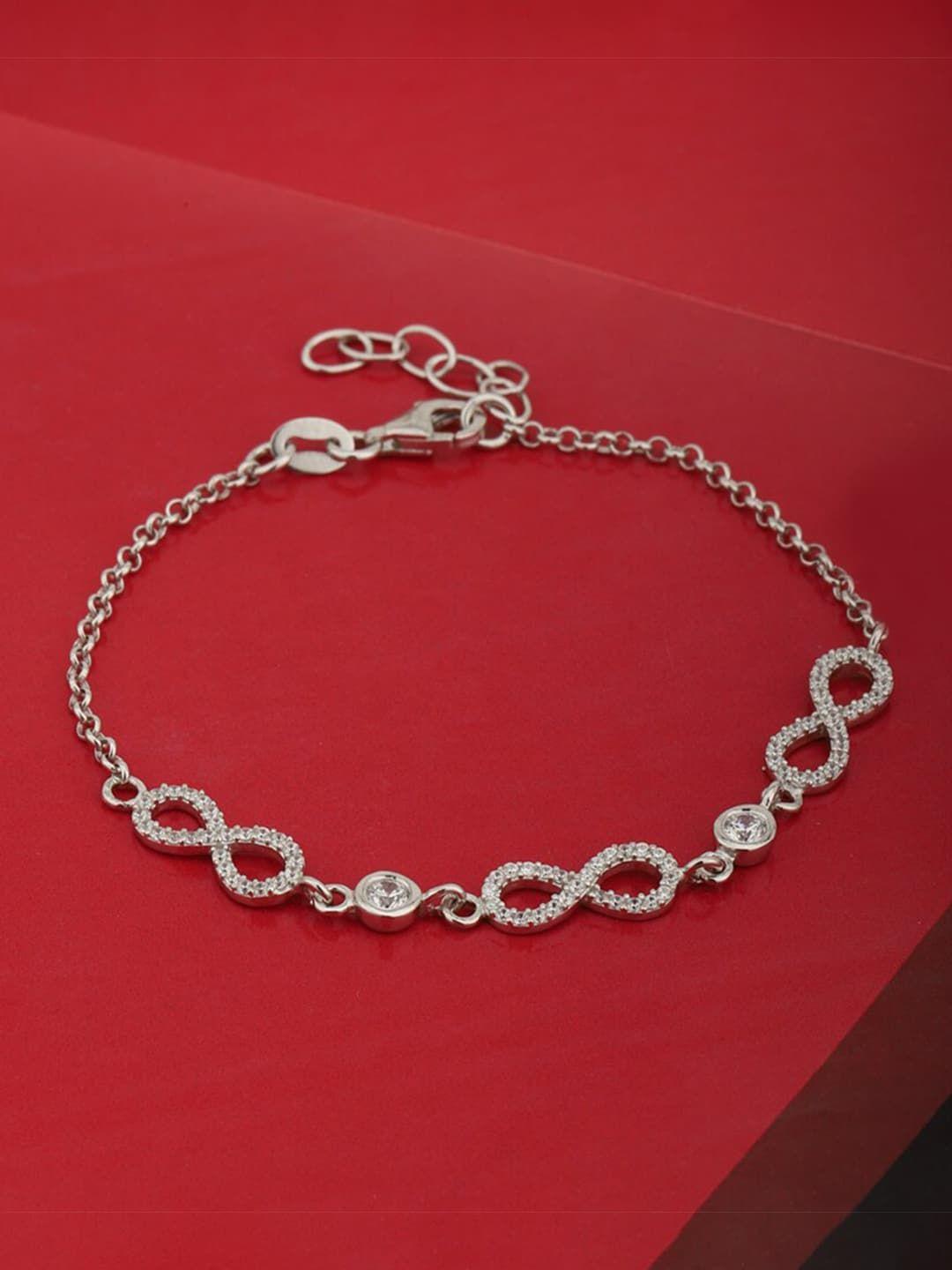vanbelle 925 sterling silver cubic zirconia handcrafted rhodium-plated link bracelet