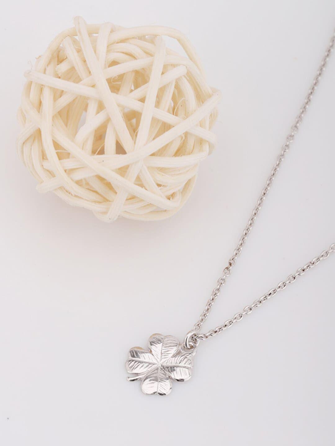 vanbelle women 925 sterling silver rhodium-plated flower pendant necklace