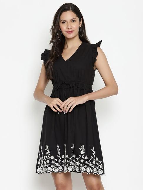 vanca eco black embroidered dress