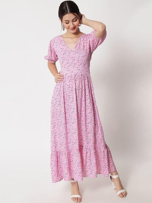 vanca eco pink printed maxi dress