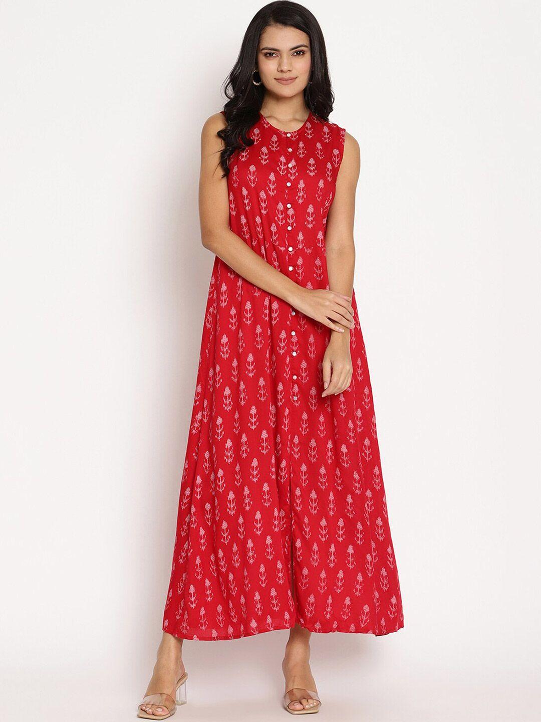 vanca eco red ethnic motifs maxi dress