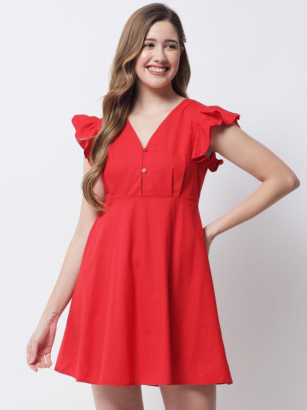 vanca eco red solid mini dress