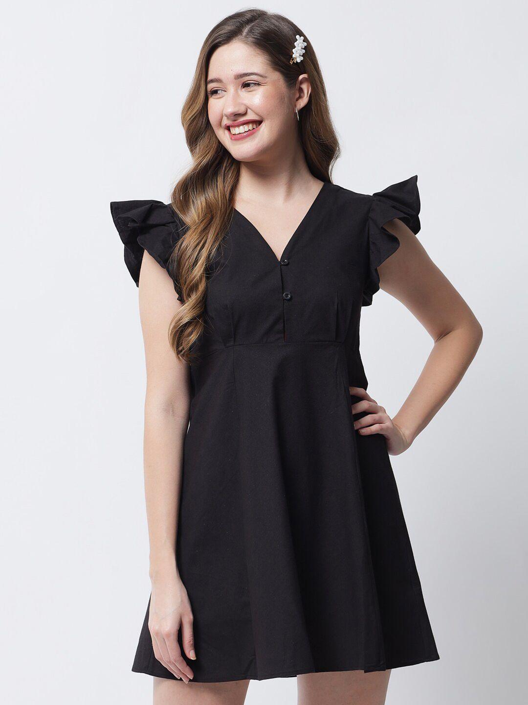 vanca eco women black fit and flare mini dress