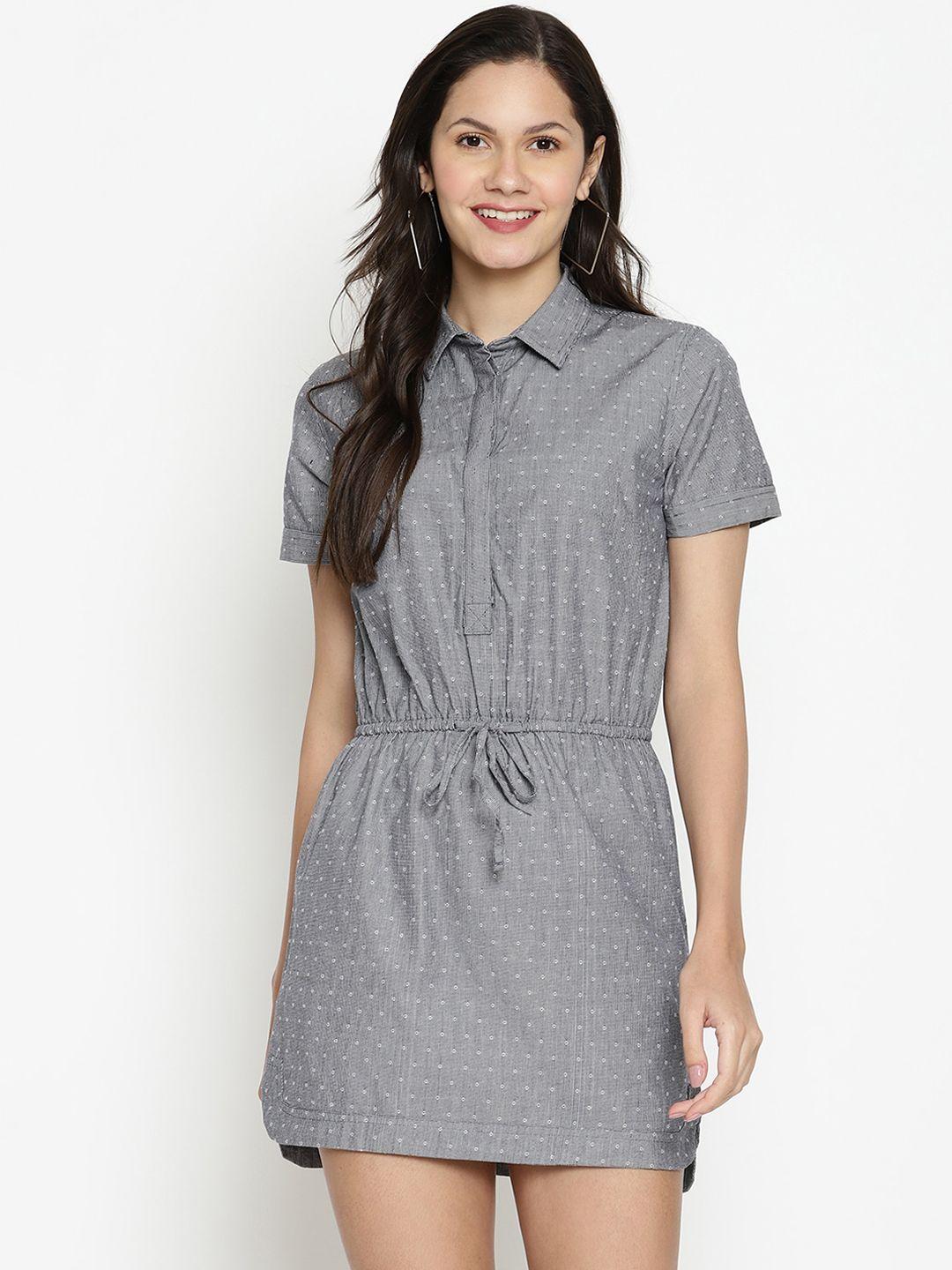 vanca eco women grey self design shirt dress