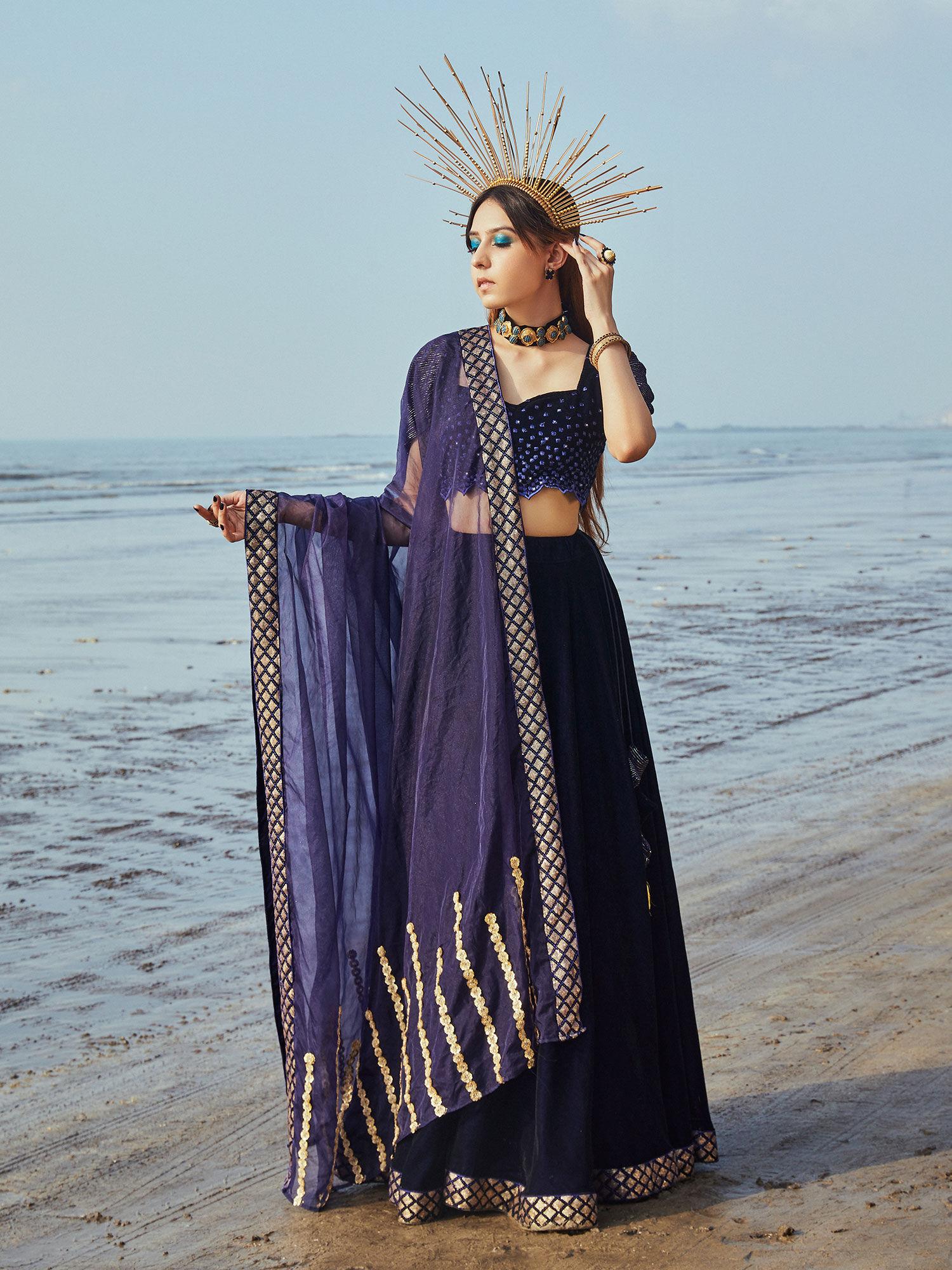 vanessa blouse, lehenga and dupatta- blue