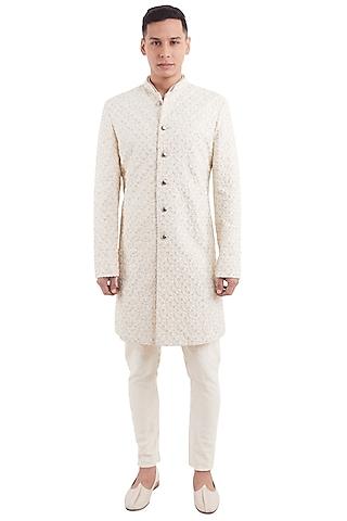 vanilla suiting sherwani with ashoka buttons