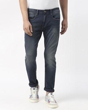 vapour mid-wash tapered fit jeans