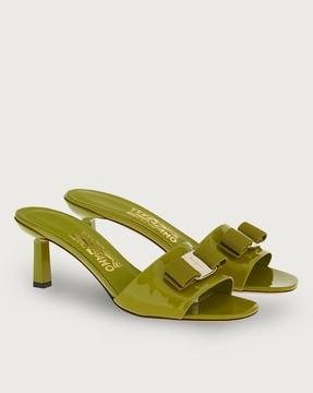 vara bow slide kitten heeled sandals