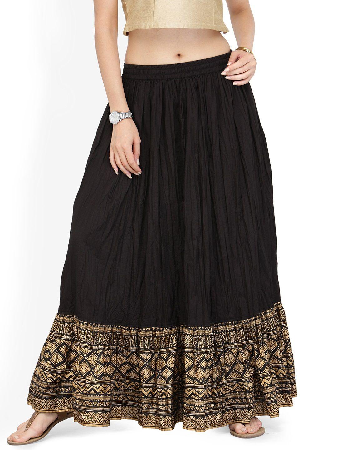 varanga black  gold pure cotton skirt