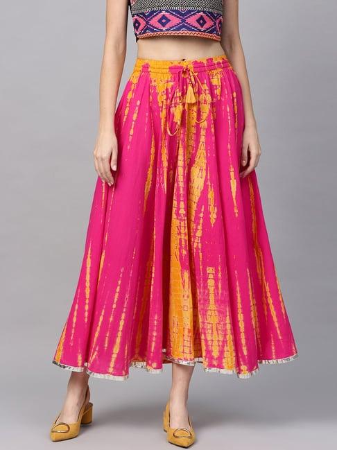 varanga fuchsia printed skirt