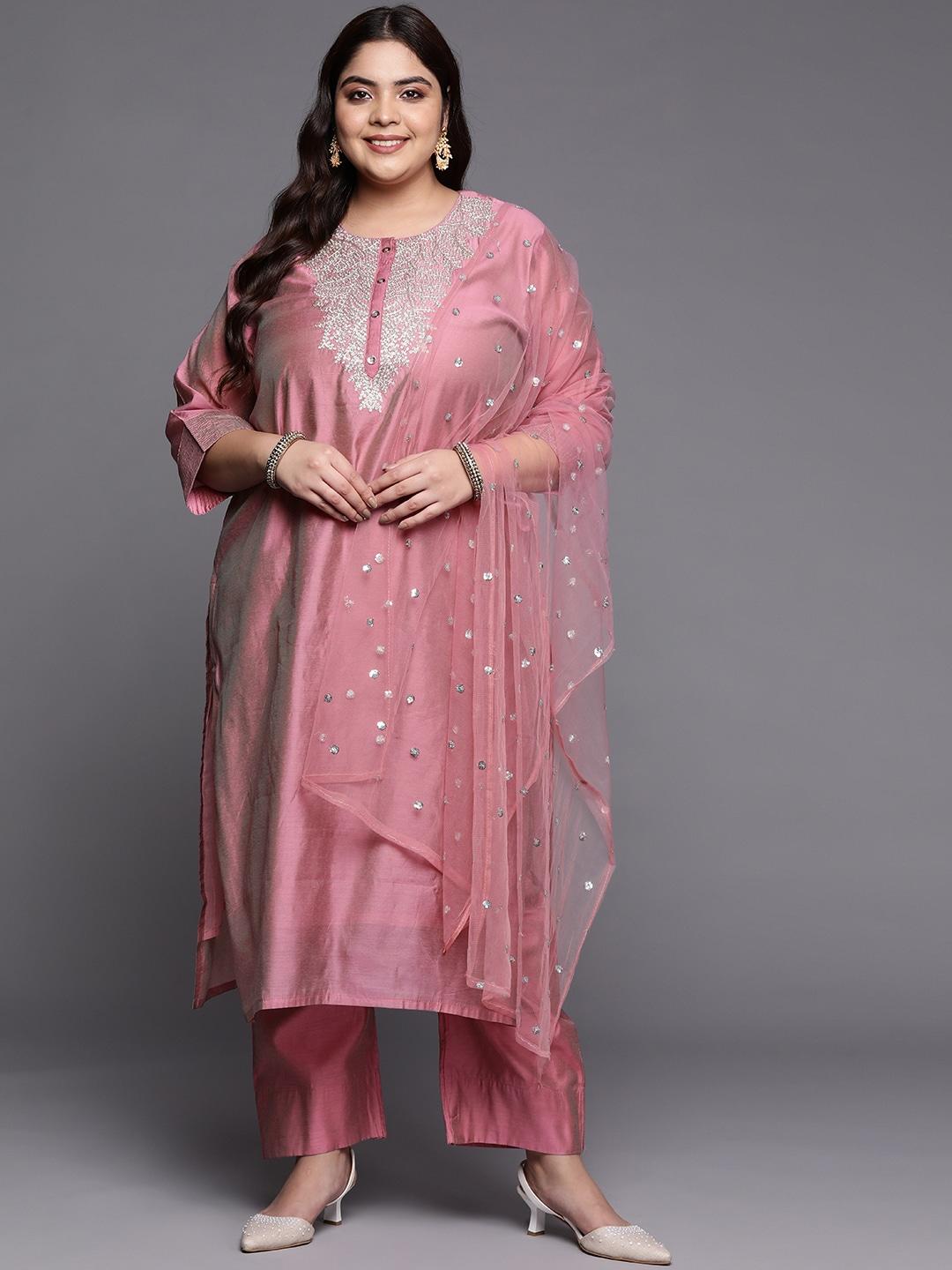 varanga women floral yoke design chanderi silk kurta with trousers & with dupatta
