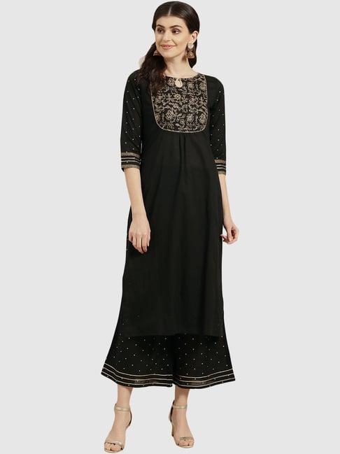 varanga black printed kurta palazzo set