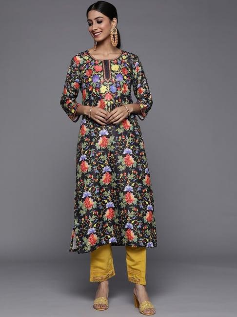 varanga black printed straight kurta