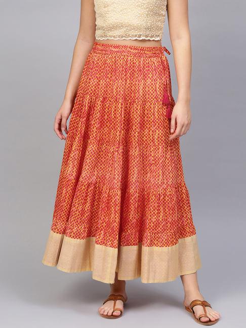 varanga coral cotton printed skirt