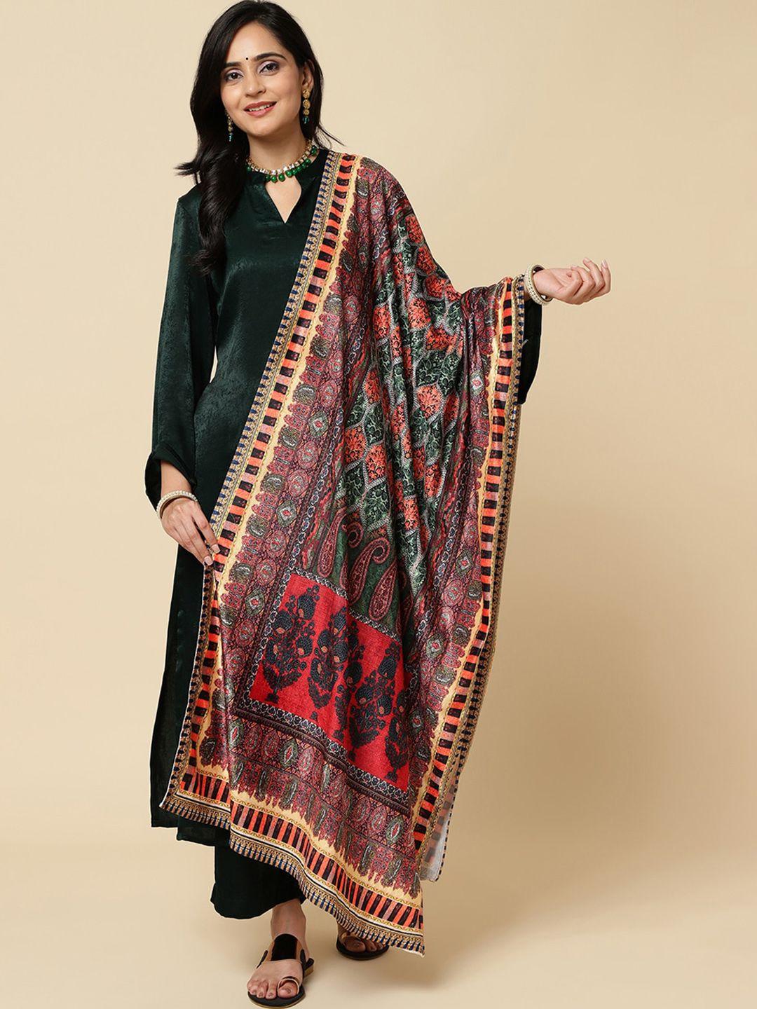 varanga ethnic motifs printed velvet shawl