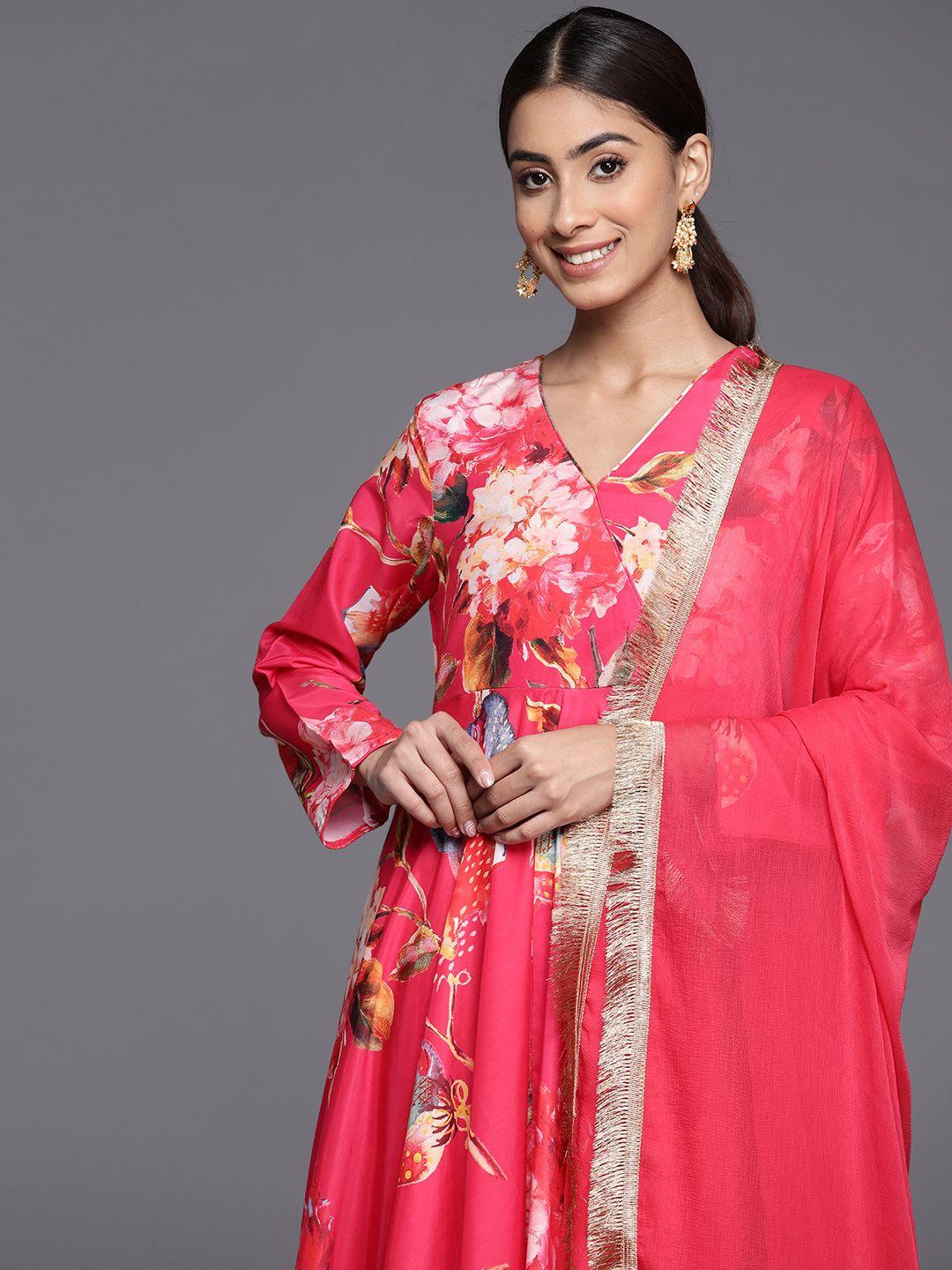 varanga floral printed angrakha anarkali kurta with dupatta