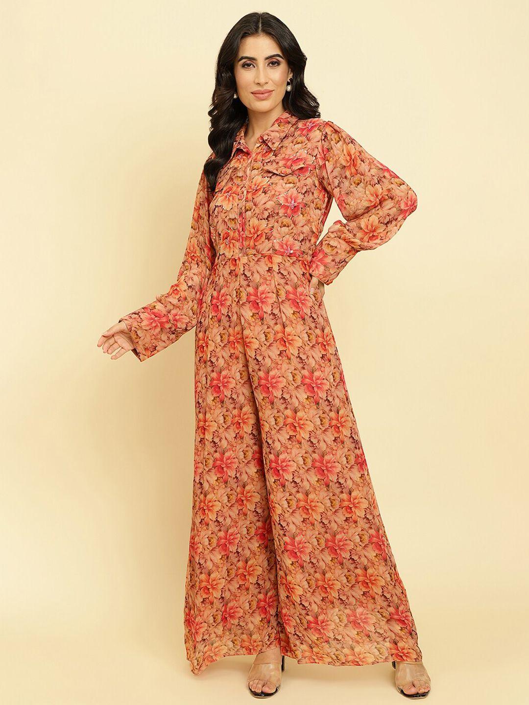 varanga floral printed embellished basic jumpsuit