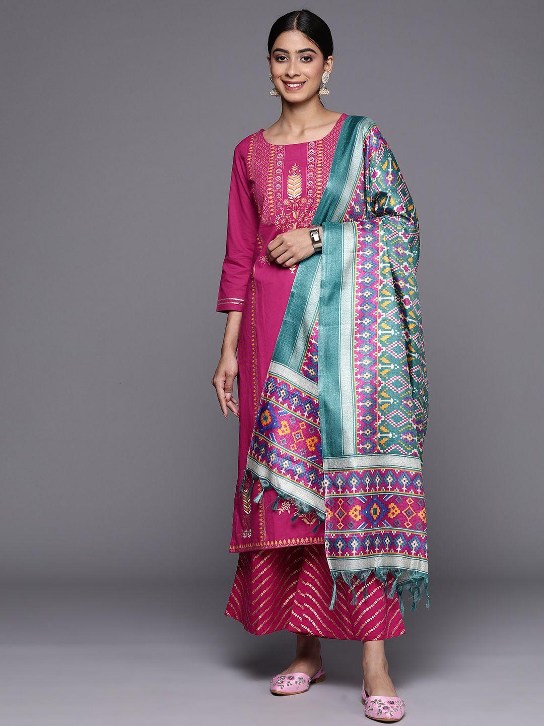 varanga floral printed regular kurta with palazzos & dupatta