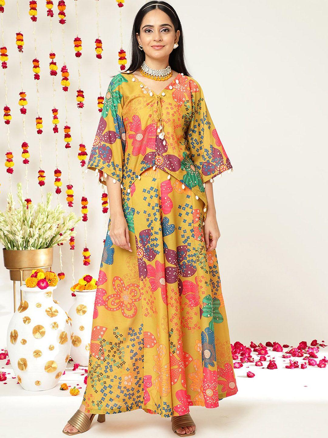 varanga floral printed top & palazzo co-ords