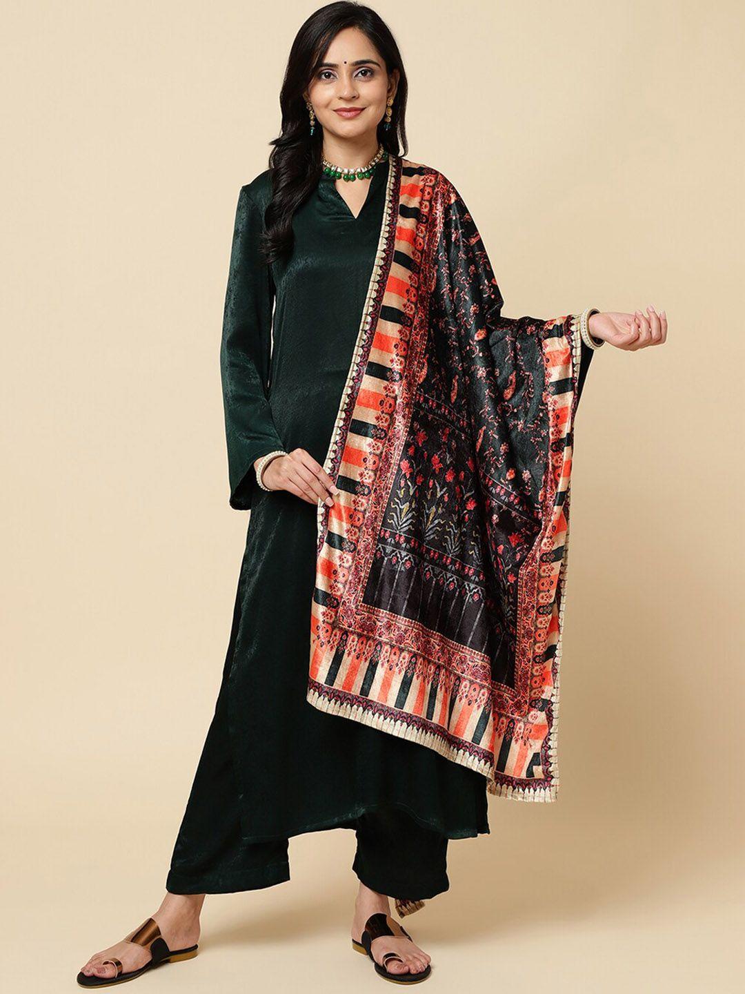 varanga floral printed velvet shawl