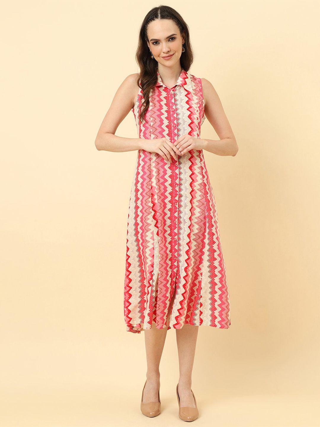 varanga geometric printed shirt midi dress