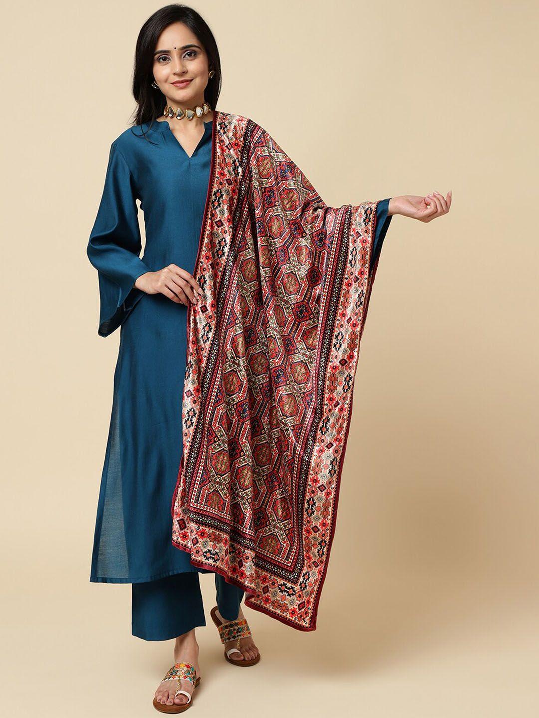 varanga geometrical printed velvet shawl