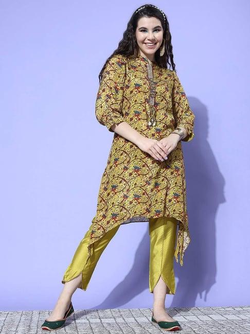 varanga green printed kurta pant set