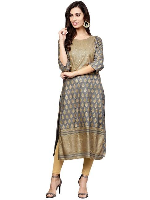 varanga grey printed straight kurti