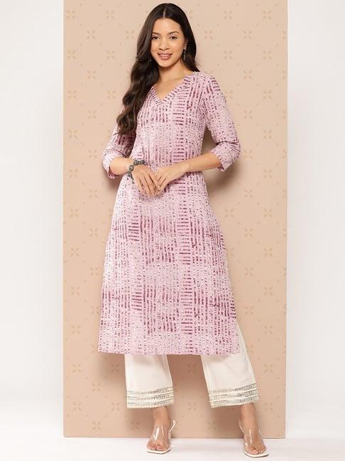 varanga lavender striped straight kurta