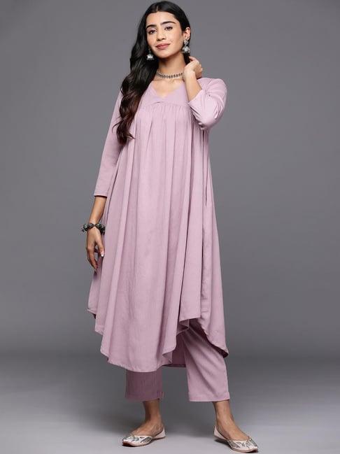 varanga lilac regular fit kurta pant set