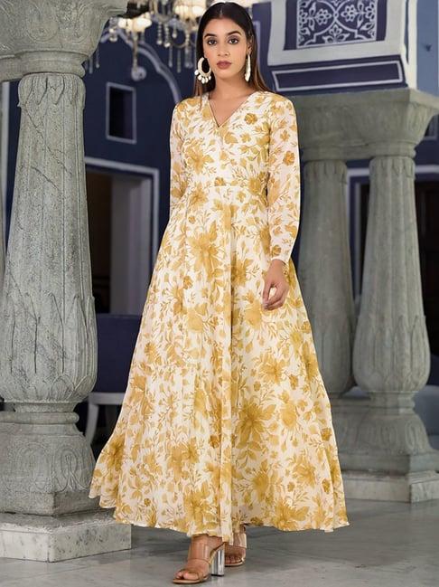 varanga off-white floral print anarkali kurta