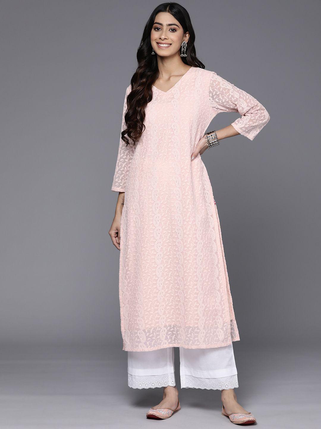 varanga paisley embroidered pastels georgette kurta