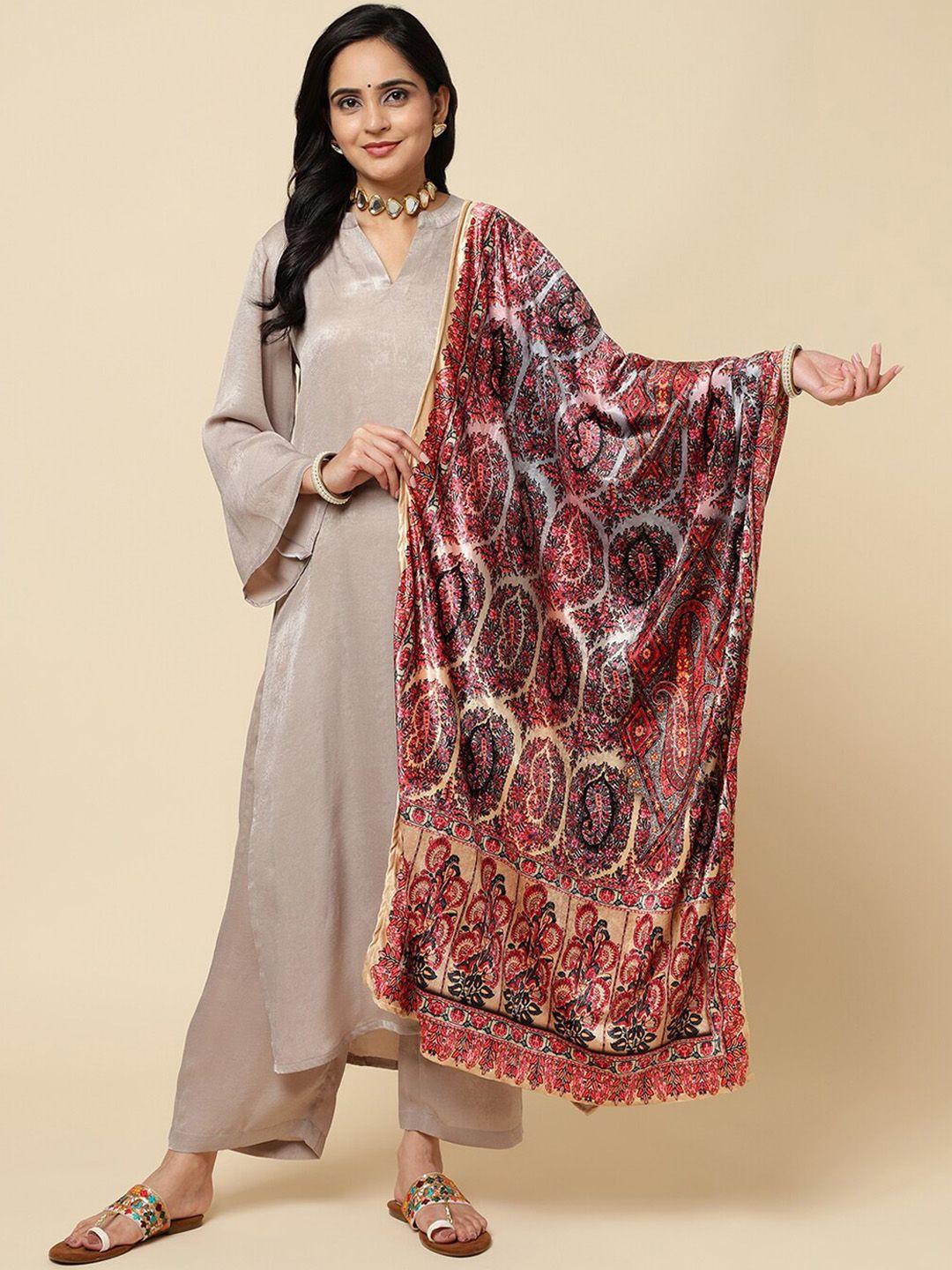 varanga paisley printed velvet shawl