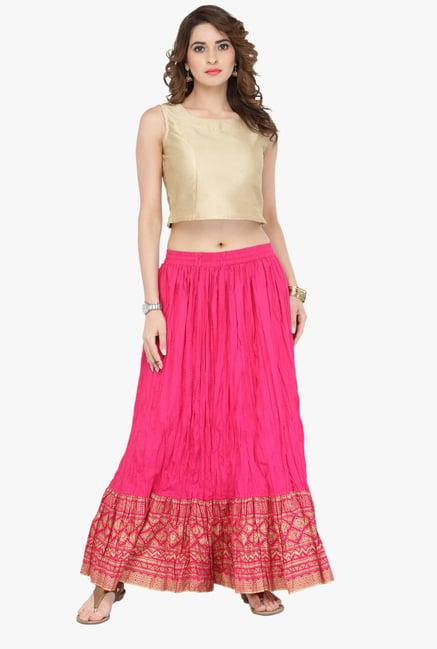varanga pink printed cotton skirt