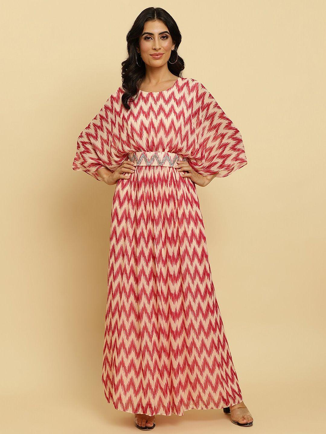 varanga print cape sleeve georgette maxi dress