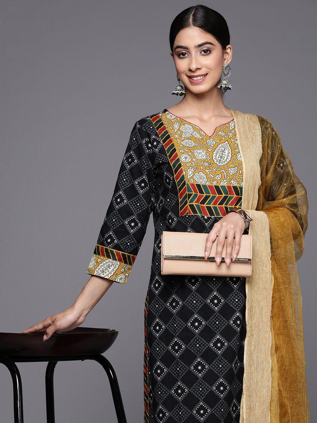 varanga printed regular pure cotton kurta with palazzos & dupatta