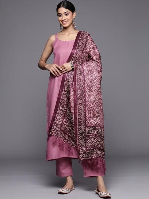 varanga purple cotton kurta pant set with dupatta