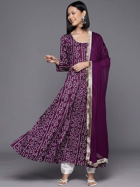 varanga purple cotton printed anarkali kurta