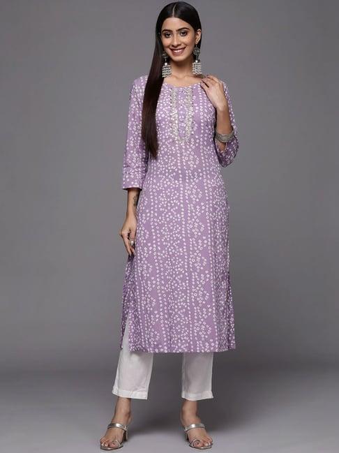 varanga purple cotton printed straight kurta