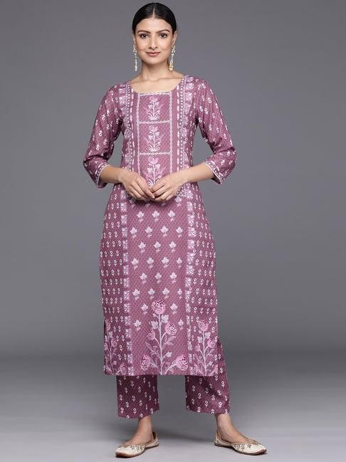 varanga purple printed kurta pant set