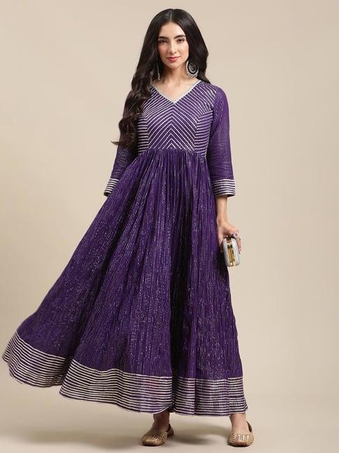 varanga purple striped flared kurta