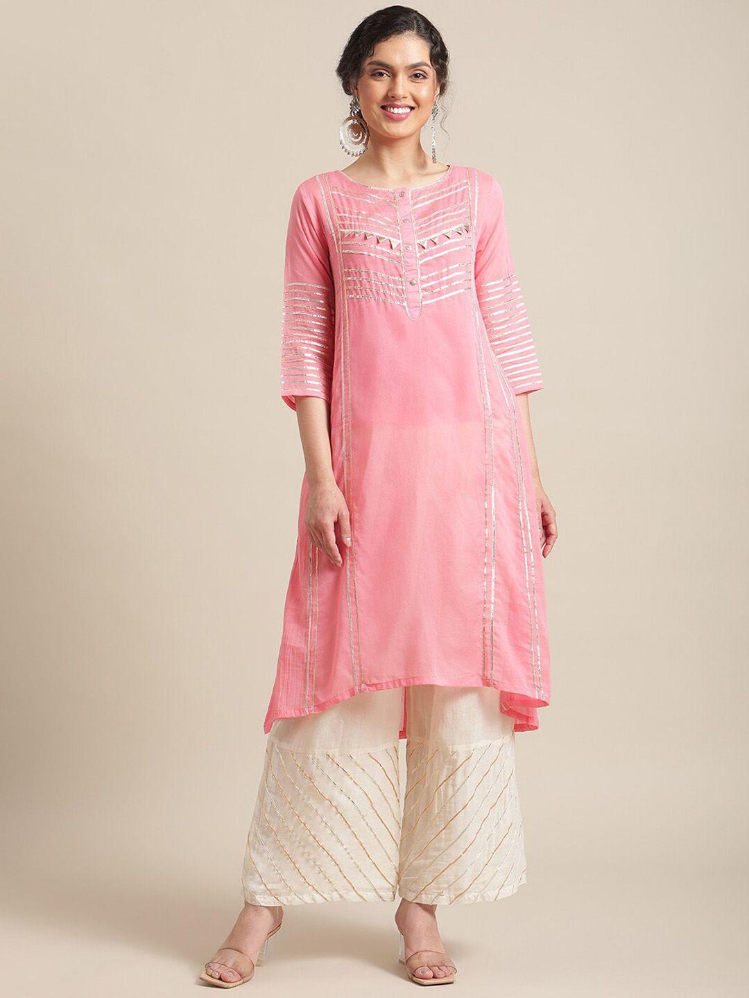 varanga regular gotta patti pure cotton kurta with palazzos & dupatta