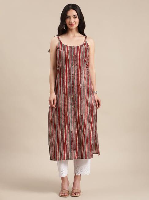 varanga rust cotton printed straight kurta