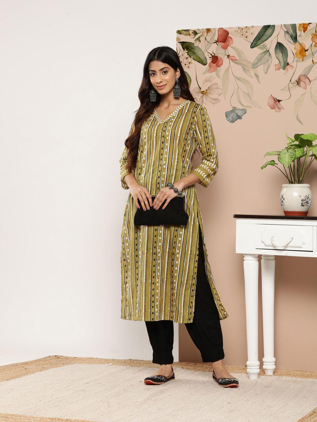 varanga striped & geometric printed straight kurta