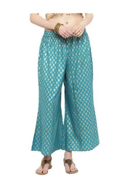 varanga teal printed rayon viscose palazzo