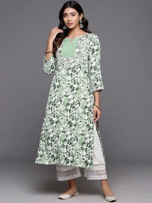 varanga white printed straight kurta